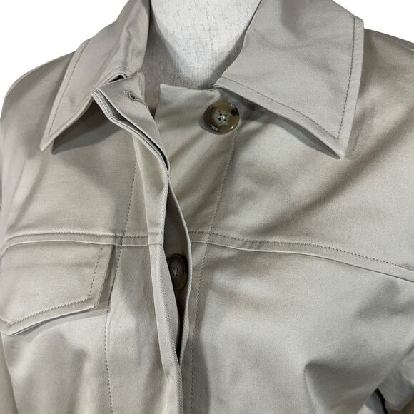 Banana Republic Small Twill Short Utility Jacket Button-Up Lined Long Sleeve Tan - Picture 7 of 11